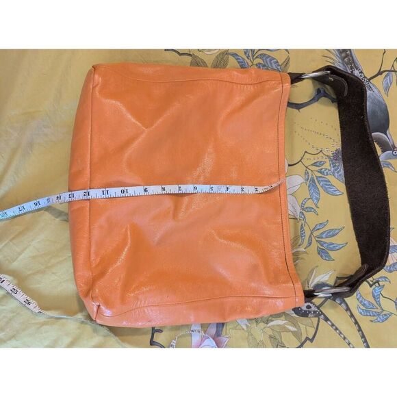 Lynn Tallerico Women’s Genuine Leather Orange Hobo Satchel Top Handle Bag - Picture 4 of 9